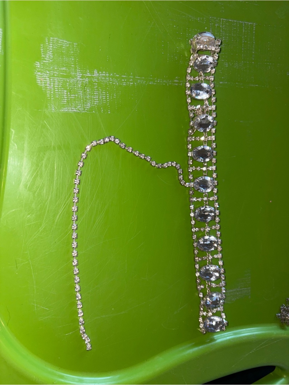 Crystal Rhinestone Silver Tennis Necklace and Bracelet Set